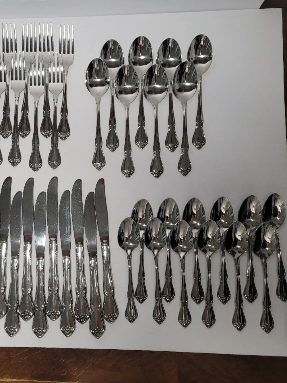 Vntg Arbor Rose True Rose 1881 Rogers Stainless Oneida Ltd. 56 Pcs Srvc for 8-12